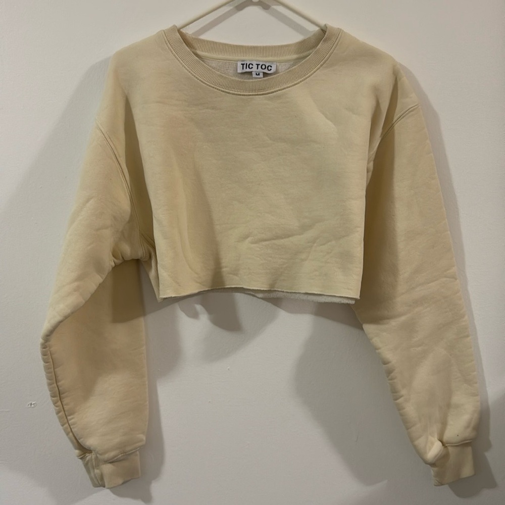 Tic Toc raw-edge cropped sweatshirt